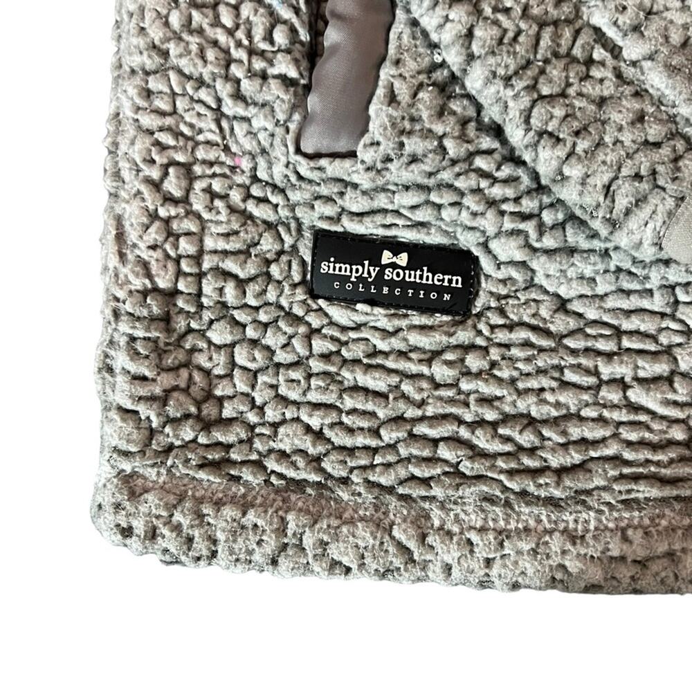 Simply Southern Womens Sherpa Pullover 1/4 Zip Gray Sweater Size Medium - Picture 3 of 5